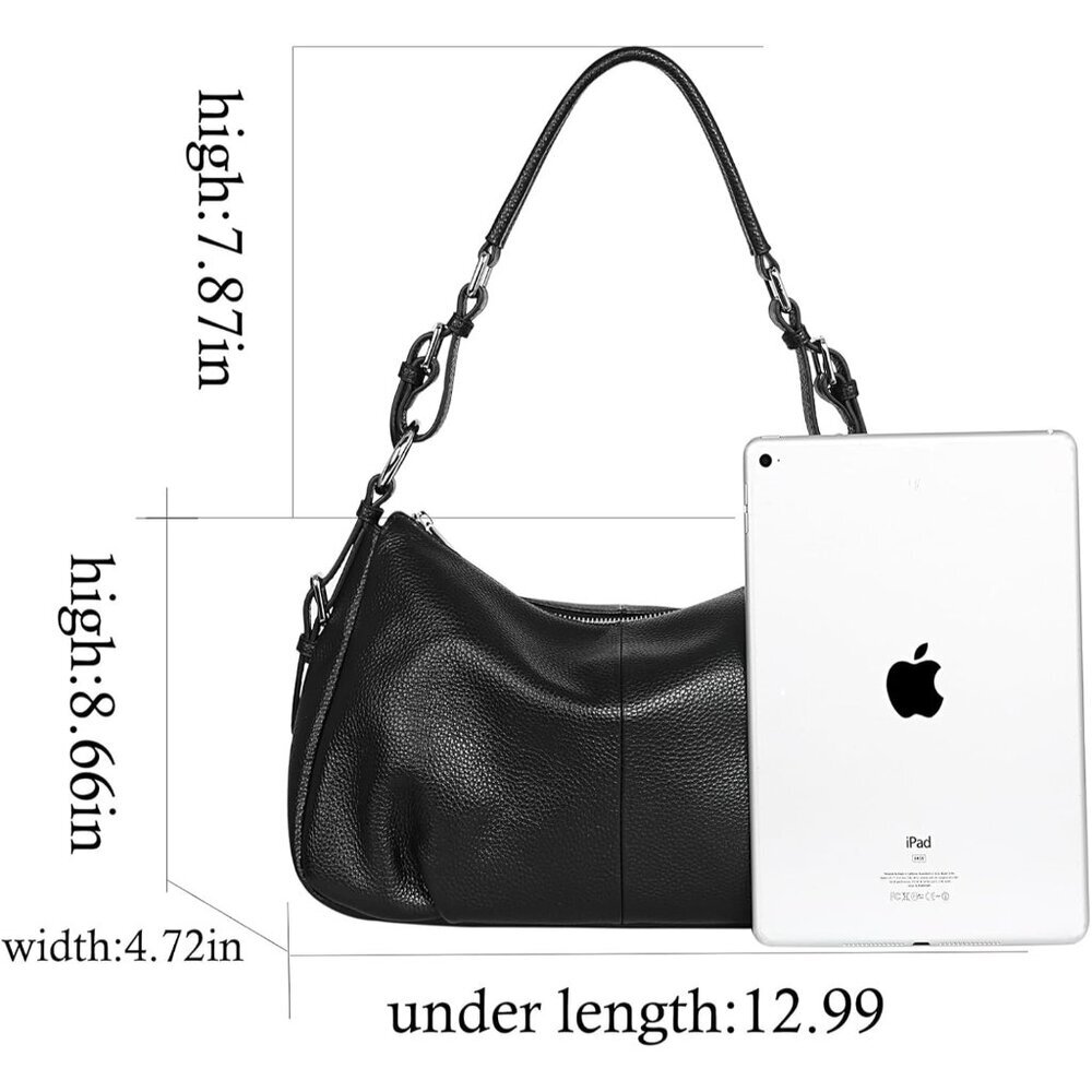 Luxury Cowhide Leather Satchel & Crossbody Bag | Fashionable 13.8" Handbag - Picture 3 of 6